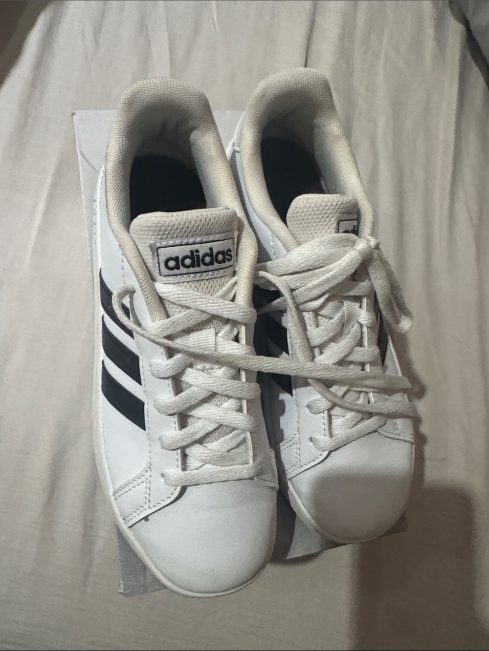 adidas White Sneakers with Black Three-Stripes